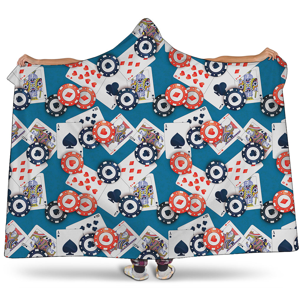 Casino Poker Pattern Print Hooded Blanket