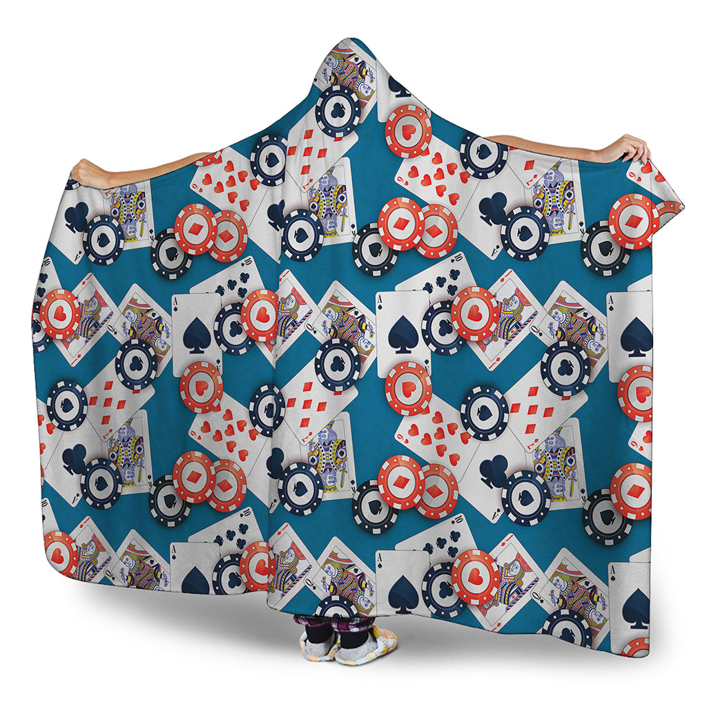 Casino Poker Pattern Print Hooded Blanket