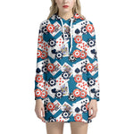 Casino Poker Pattern Print Hoodie Dress