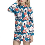 Casino Poker Pattern Print Hoodie Dress