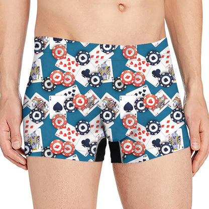Casino Poker Pattern Print Men's Boxer Briefs
