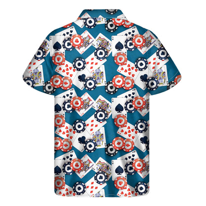 Casino Poker Pattern Print Men's Short Sleeve Shirt