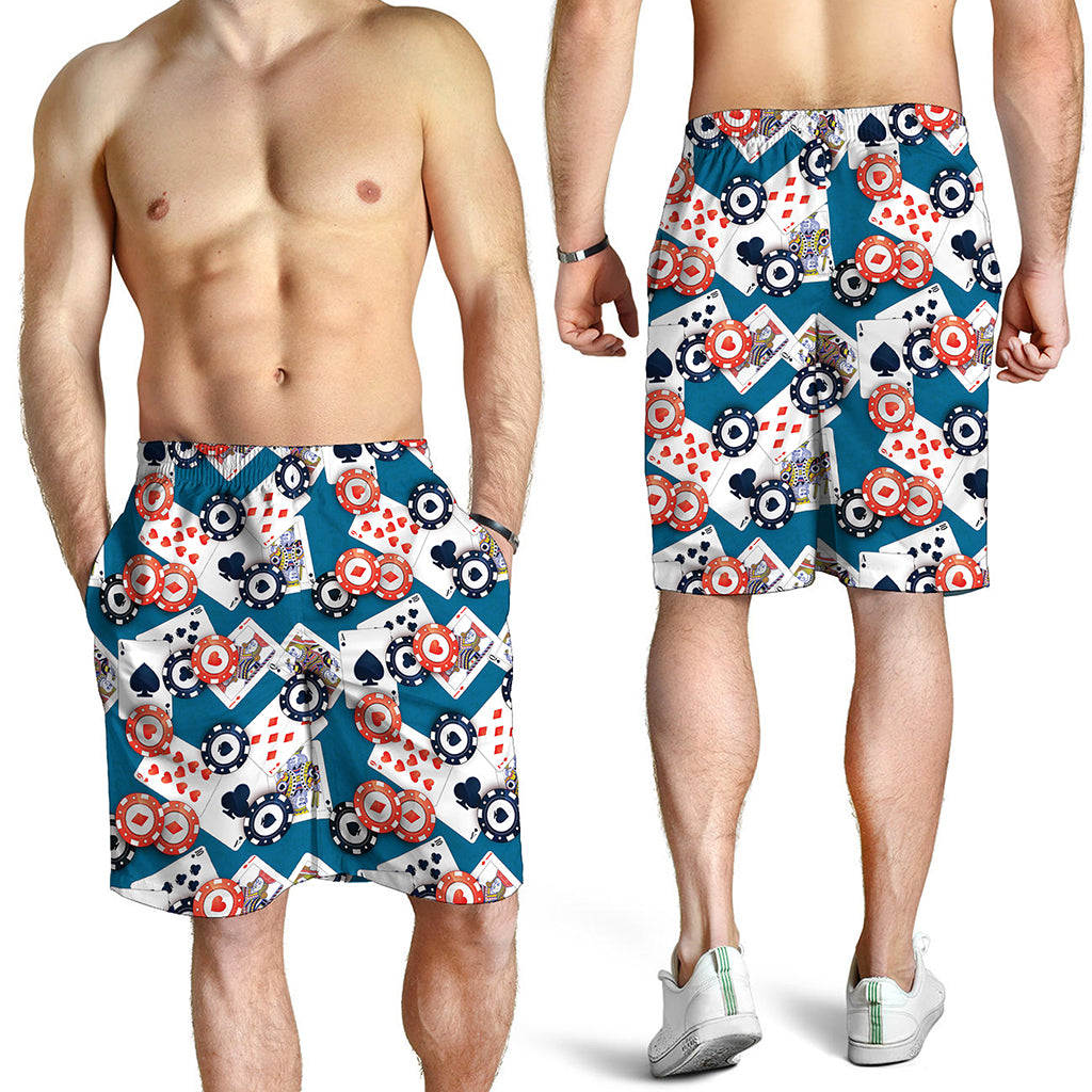 Casino Poker Pattern Print Men's Shorts
