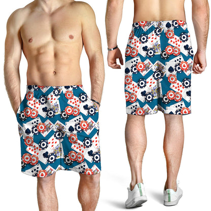 Casino Poker Pattern Print Men's Shorts