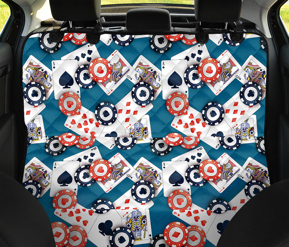 Casino Poker Pattern Print Pet Car Back Seat Cover
