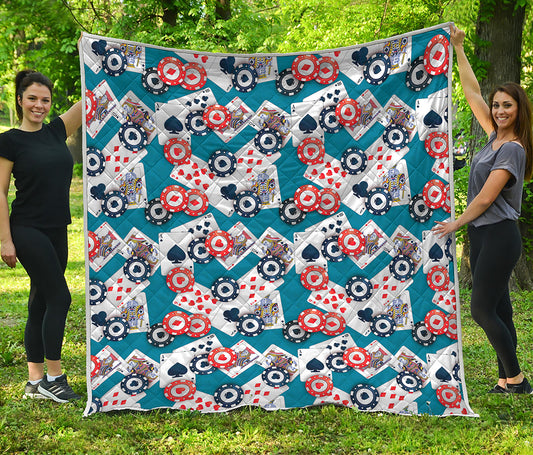 Casino Poker Pattern Print Quilt