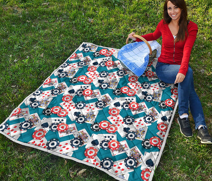 Casino Poker Pattern Print Quilt