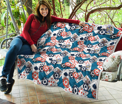 Casino Poker Pattern Print Quilt