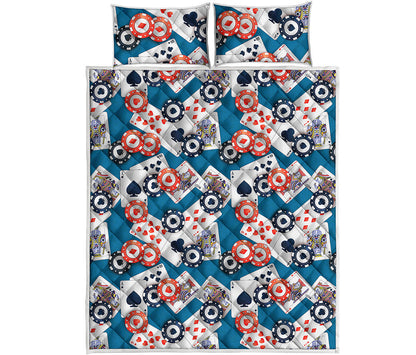 Casino Poker Pattern Print Quilt Bed Set