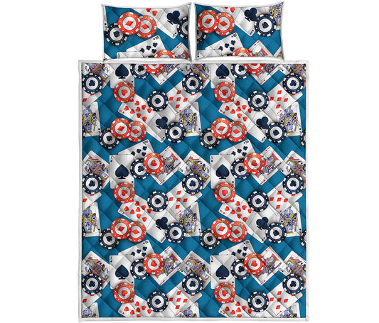 Casino Poker Pattern Print Quilt Bed Set