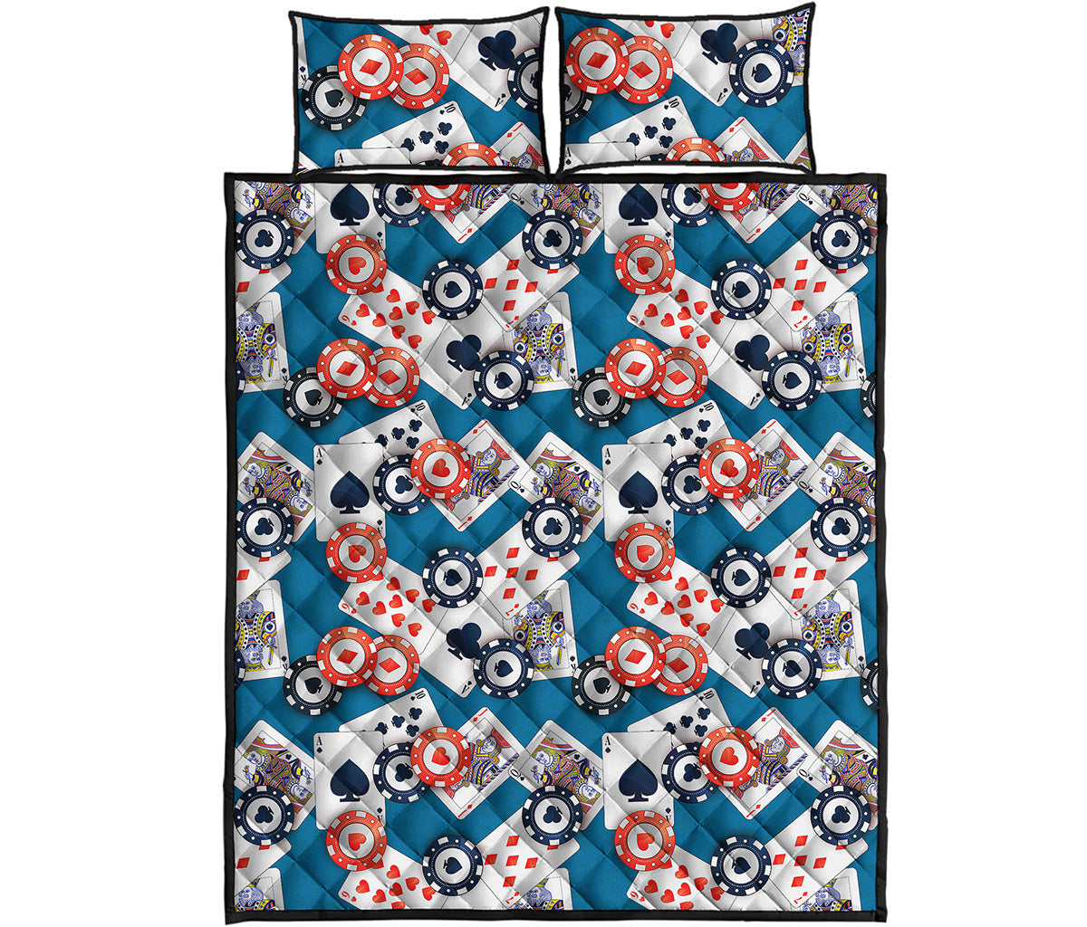 Casino Poker Pattern Print Quilt Bed Set