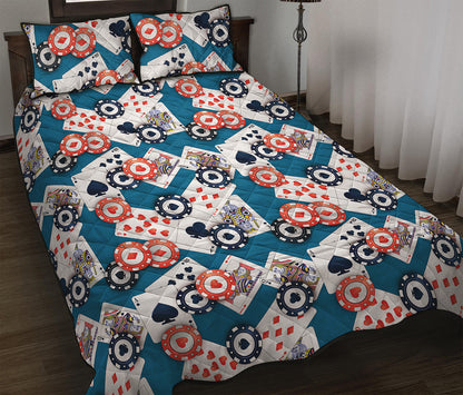 Casino Poker Pattern Print Quilt Bed Set