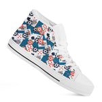 Casino Poker Pattern Print White High Top Shoes