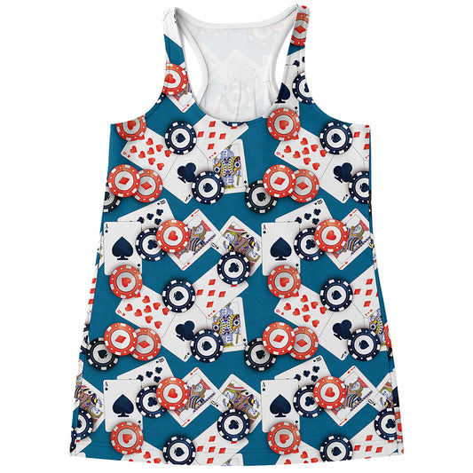 Casino Poker Pattern Print Women's Racerback Tank Top