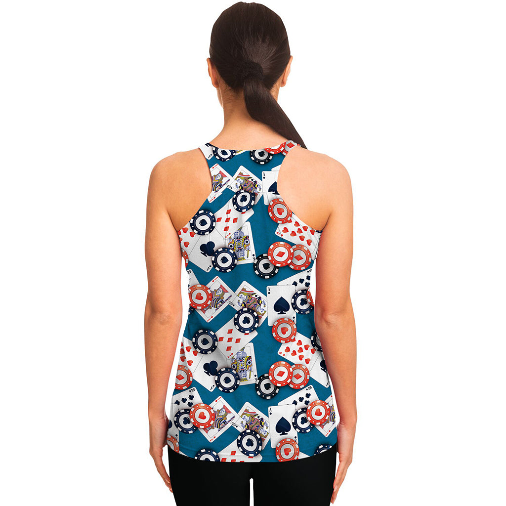 Casino Poker Pattern Print Women's Racerback Tank Top