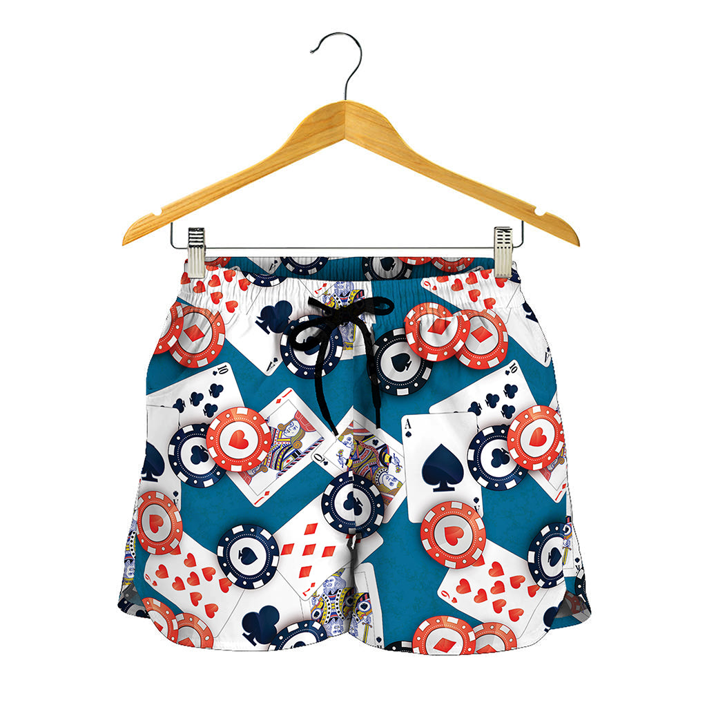 Casino Poker Pattern Print Women's Shorts