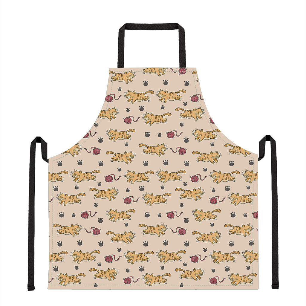 Cat And Yarn Ball Pattern Print Apron