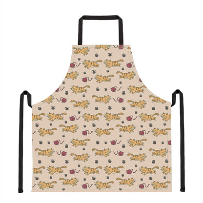 Cat And Yarn Ball Pattern Print Apron
