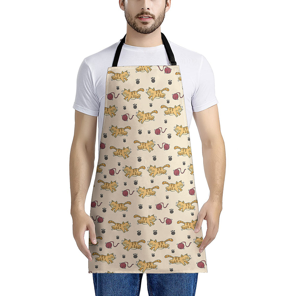 Cat And Yarn Ball Pattern Print Apron