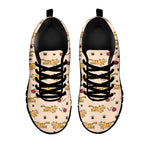 Cat And Yarn Ball Pattern Print Black Sneakers
