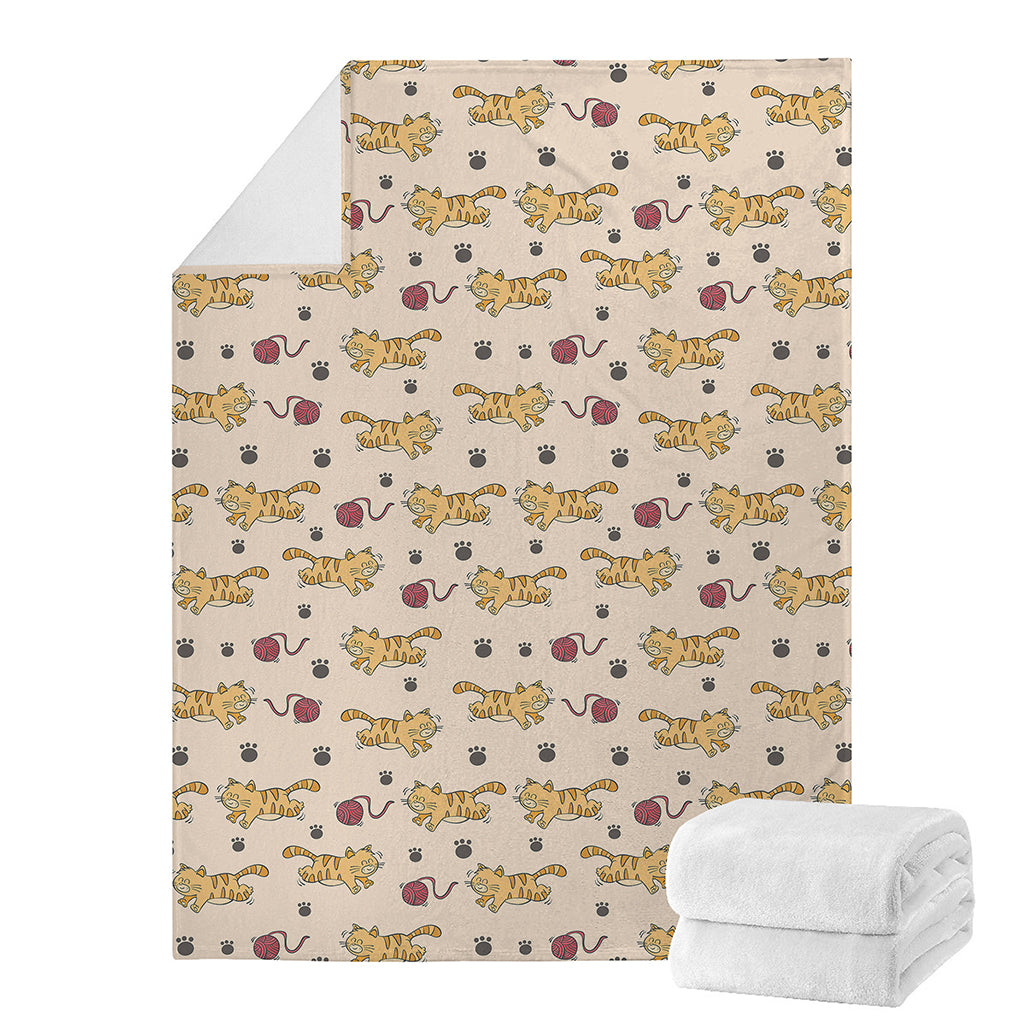 Cat And Yarn Ball Pattern Print Blanket