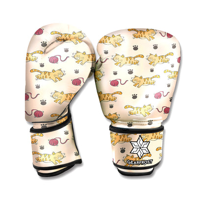 Cat And Yarn Ball Pattern Print Boxing Gloves