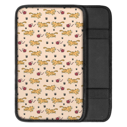 Cat And Yarn Ball Pattern Print Car Center Console Cover