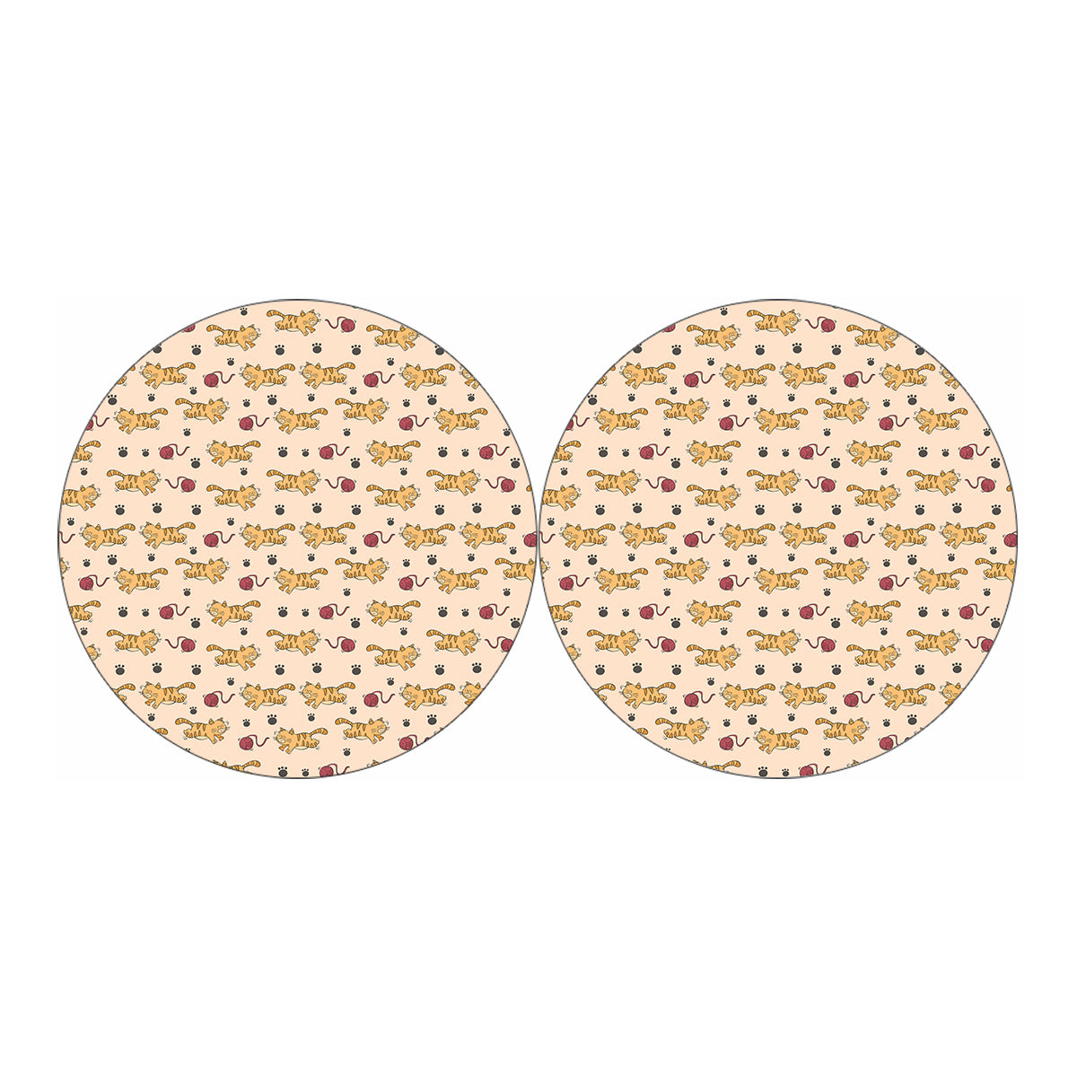 Cat And Yarn Ball Pattern Print Car Coasters