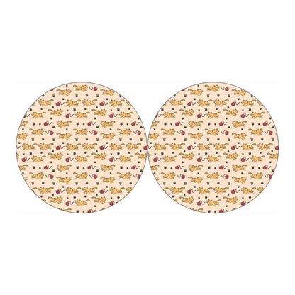 Cat And Yarn Ball Pattern Print Car Coasters