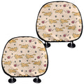 Cat And Yarn Ball Pattern Print Car Headrest Covers