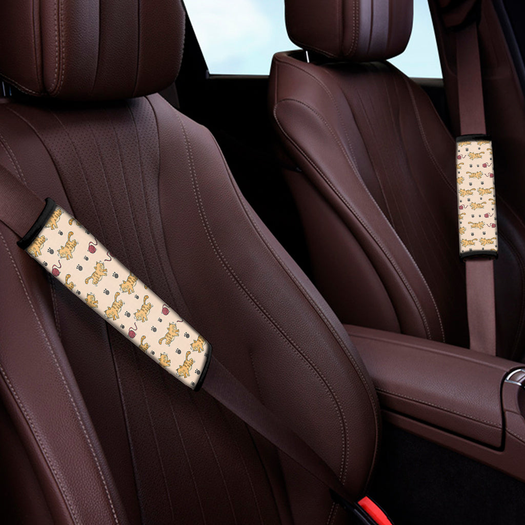 Cat And Yarn Ball Pattern Print Car Seat Belt Covers