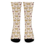 Cat And Yarn Ball Pattern Print Crew Socks