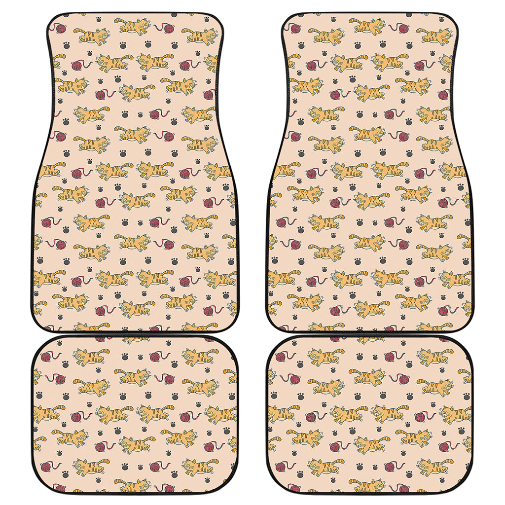 Cat And Yarn Ball Pattern Print Front and Back Car Floor Mats