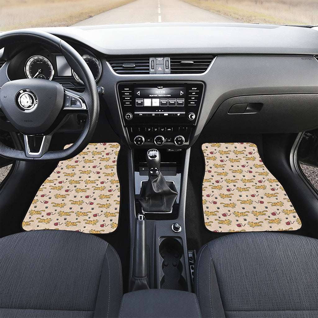 Cat And Yarn Ball Pattern Print Front and Back Car Floor Mats