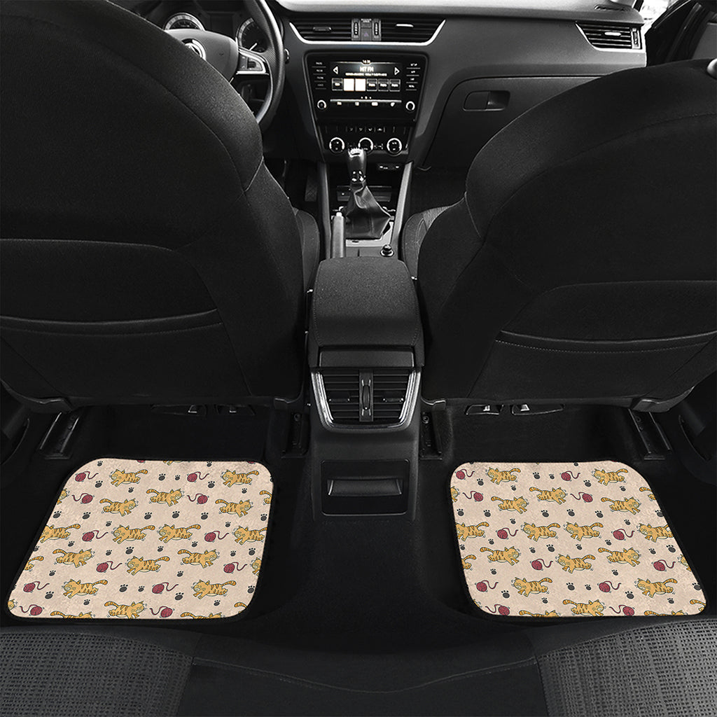 Cat And Yarn Ball Pattern Print Front and Back Car Floor Mats