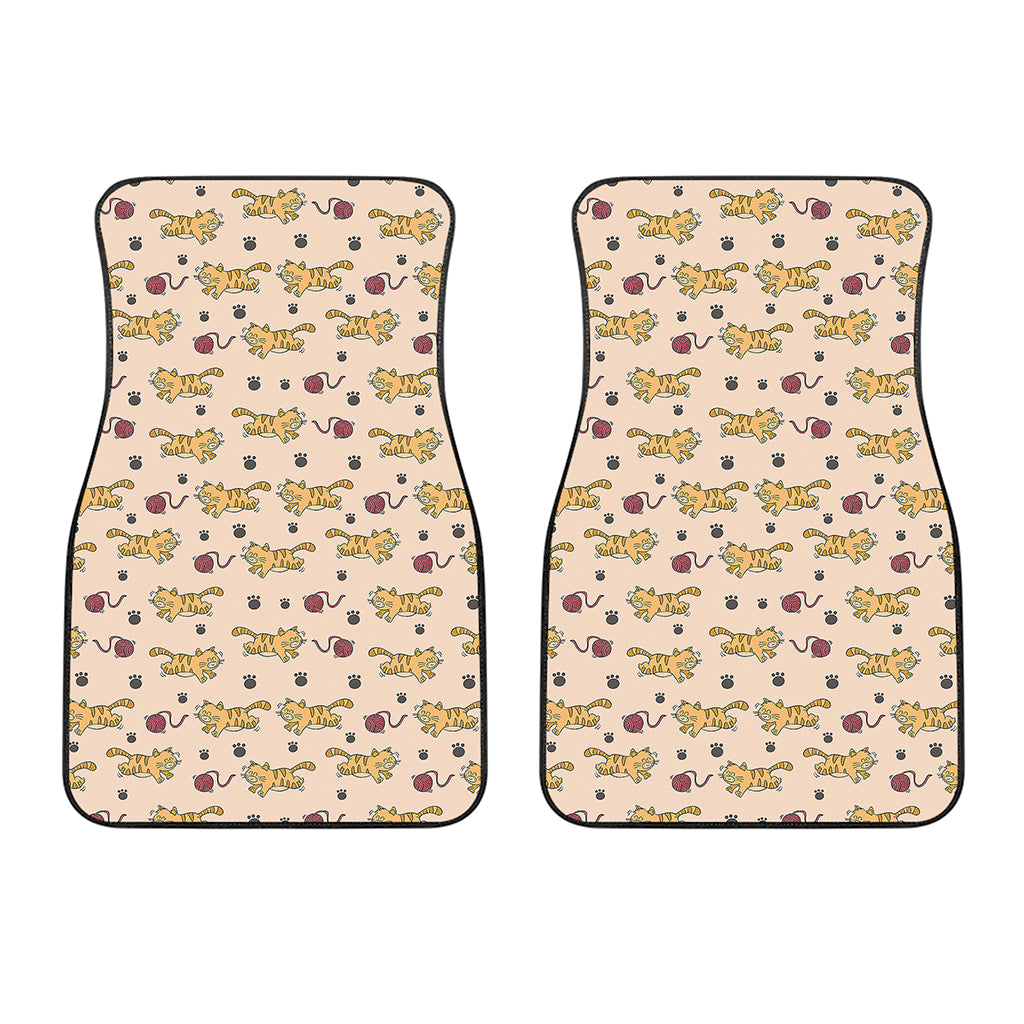 Cat And Yarn Ball Pattern Print Front Car Floor Mats