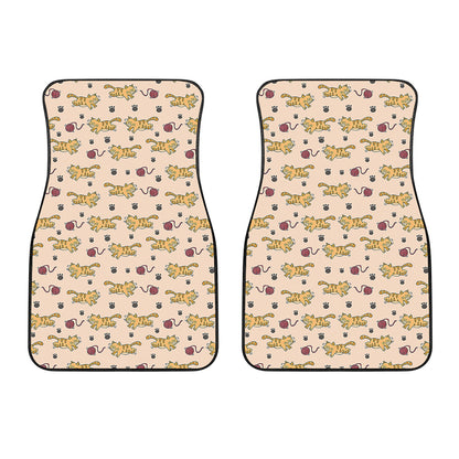 Cat And Yarn Ball Pattern Print Front Car Floor Mats