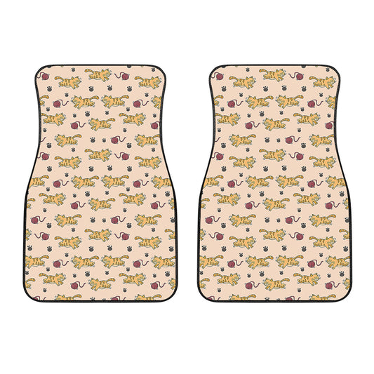 Cat And Yarn Ball Pattern Print Front Car Floor Mats