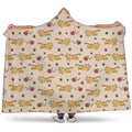 Cat And Yarn Ball Pattern Print Hooded Blanket