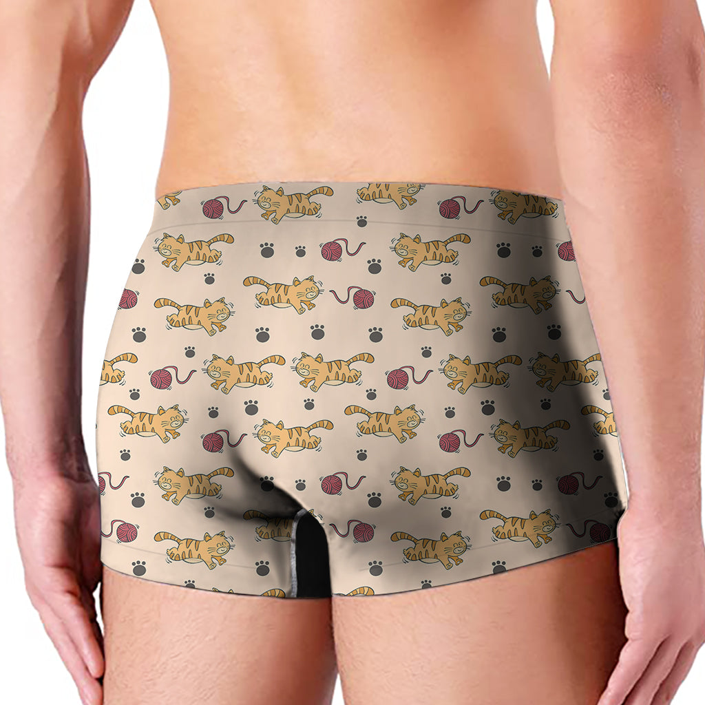 Cat And Yarn Ball Pattern Print Men's Boxer Briefs