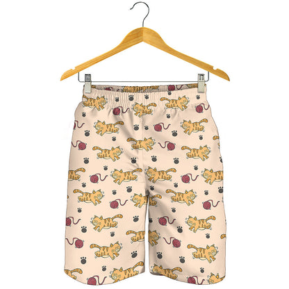 Cat And Yarn Ball Pattern Print Men's Shorts
