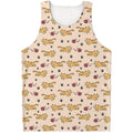 Cat And Yarn Ball Pattern Print Men's Tank Top
