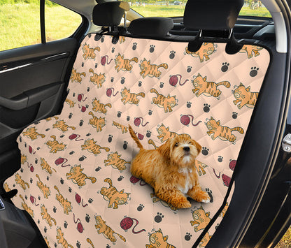 Cat And Yarn Ball Pattern Print Pet Car Back Seat Cover