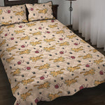 Cat And Yarn Ball Pattern Print Quilt Bed Set