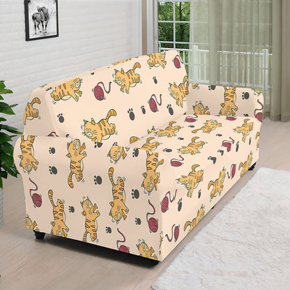 Cat And Yarn Ball Pattern Print Sofa Cover