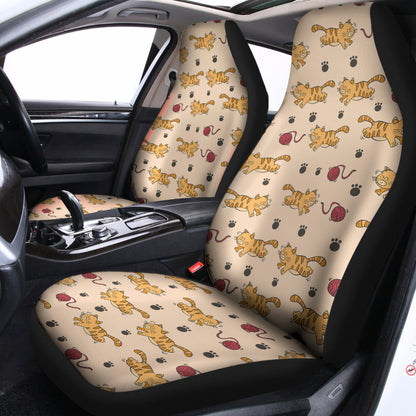 Cat And Yarn Ball Pattern Print Universal Fit Car Seat Covers
