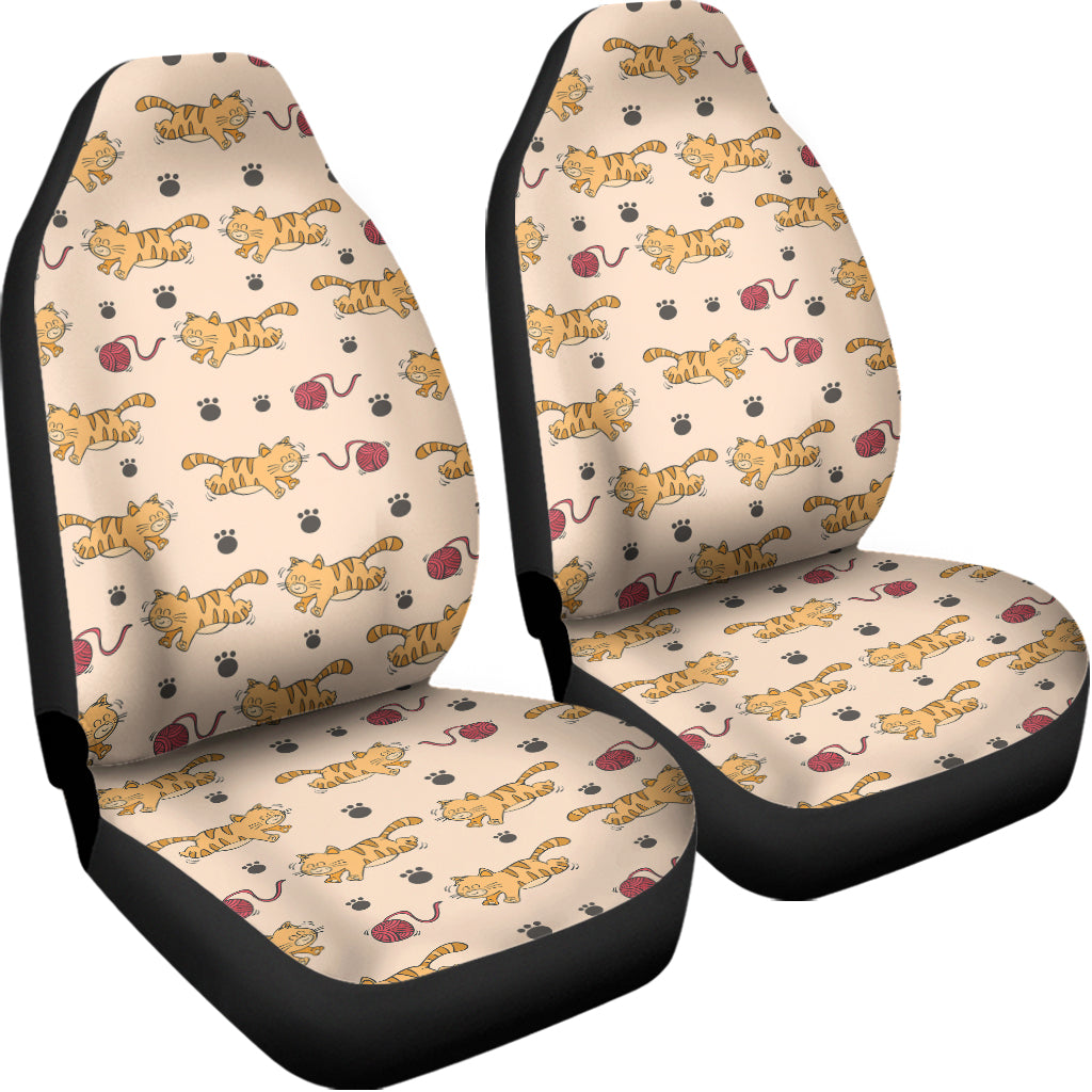 Cat And Yarn Ball Pattern Print Universal Fit Car Seat Covers