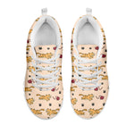 Cat And Yarn Ball Pattern Print White Sneakers