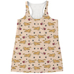 Cat And Yarn Ball Pattern Print Women's Racerback Tank Top