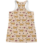 Cat And Yarn Ball Pattern Print Women's Racerback Tank Top